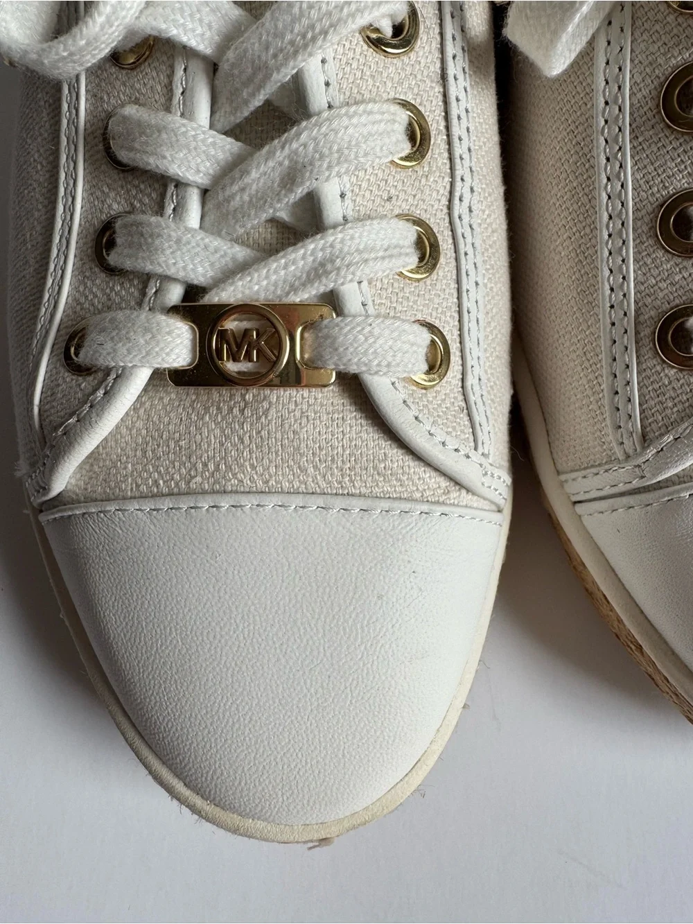 Michael Kors Cream and Gold Lace-Up Sneakers